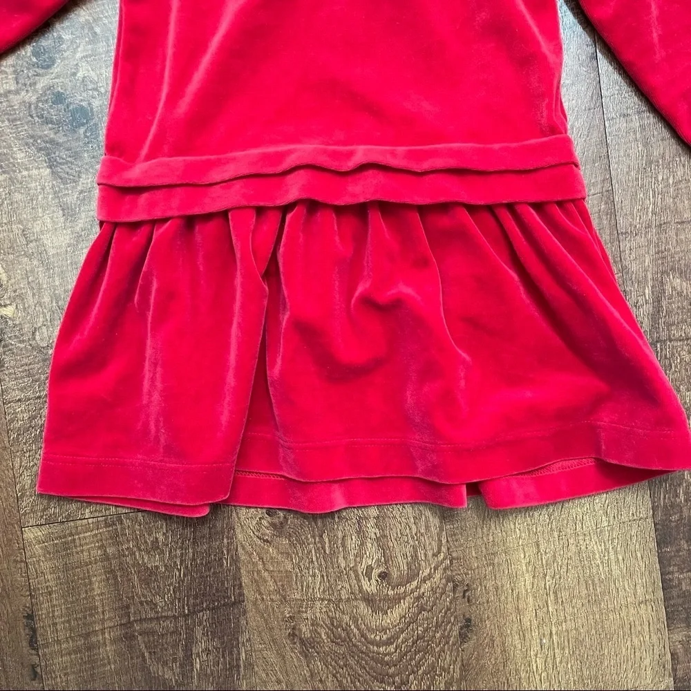 Hanna Andersson girls red drop waist velour like dress Sz 100/4
